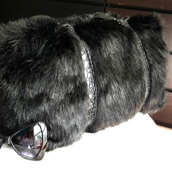 Donna Salyers Handbags - Luxe Faux Fur & Croc Embossed Weekender Bag